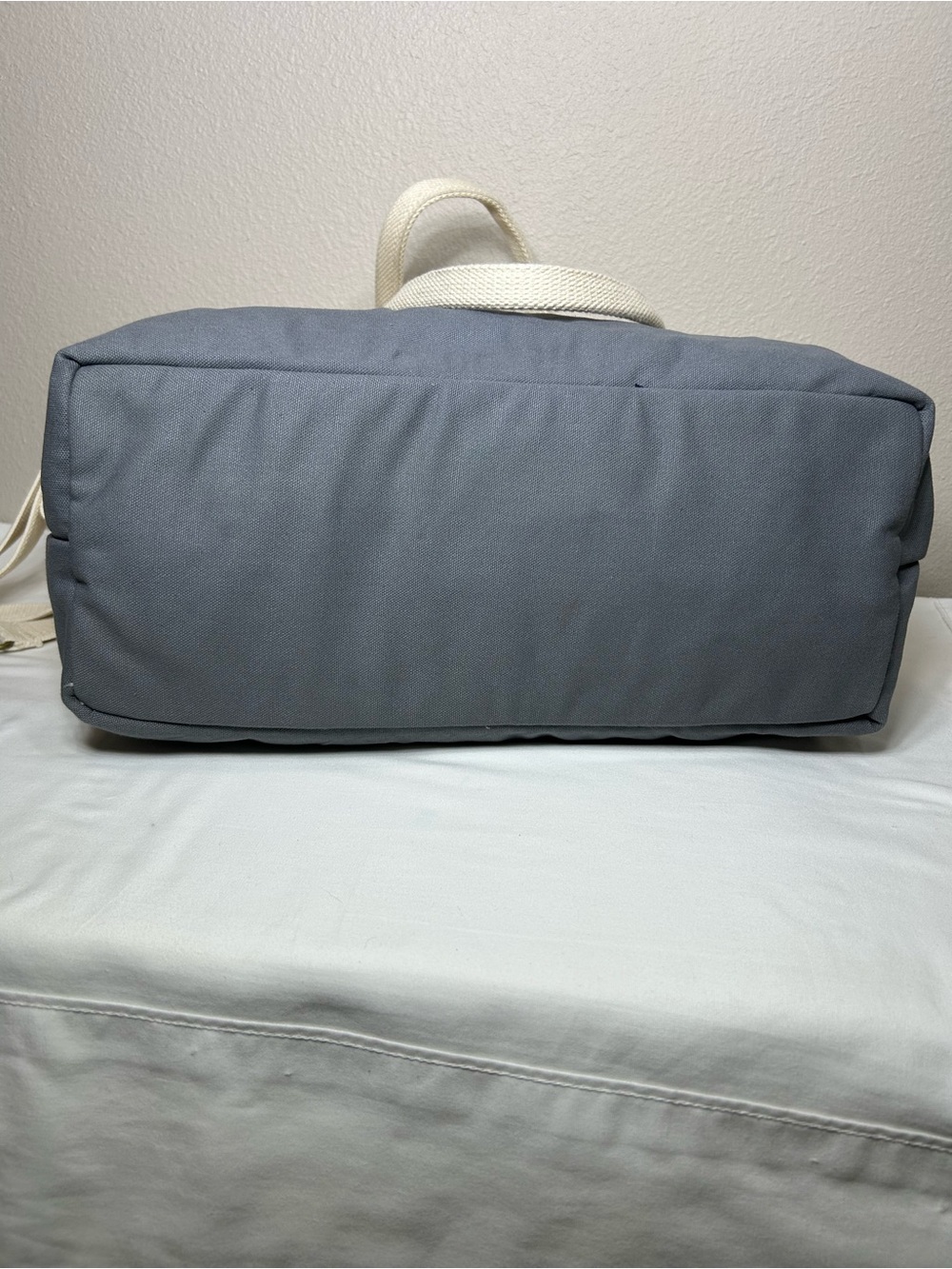 CB STATION Heavy Duty Canvas Two-Tone Cream Gray Utility Tote Bag Weekender - Picture 8 of 16